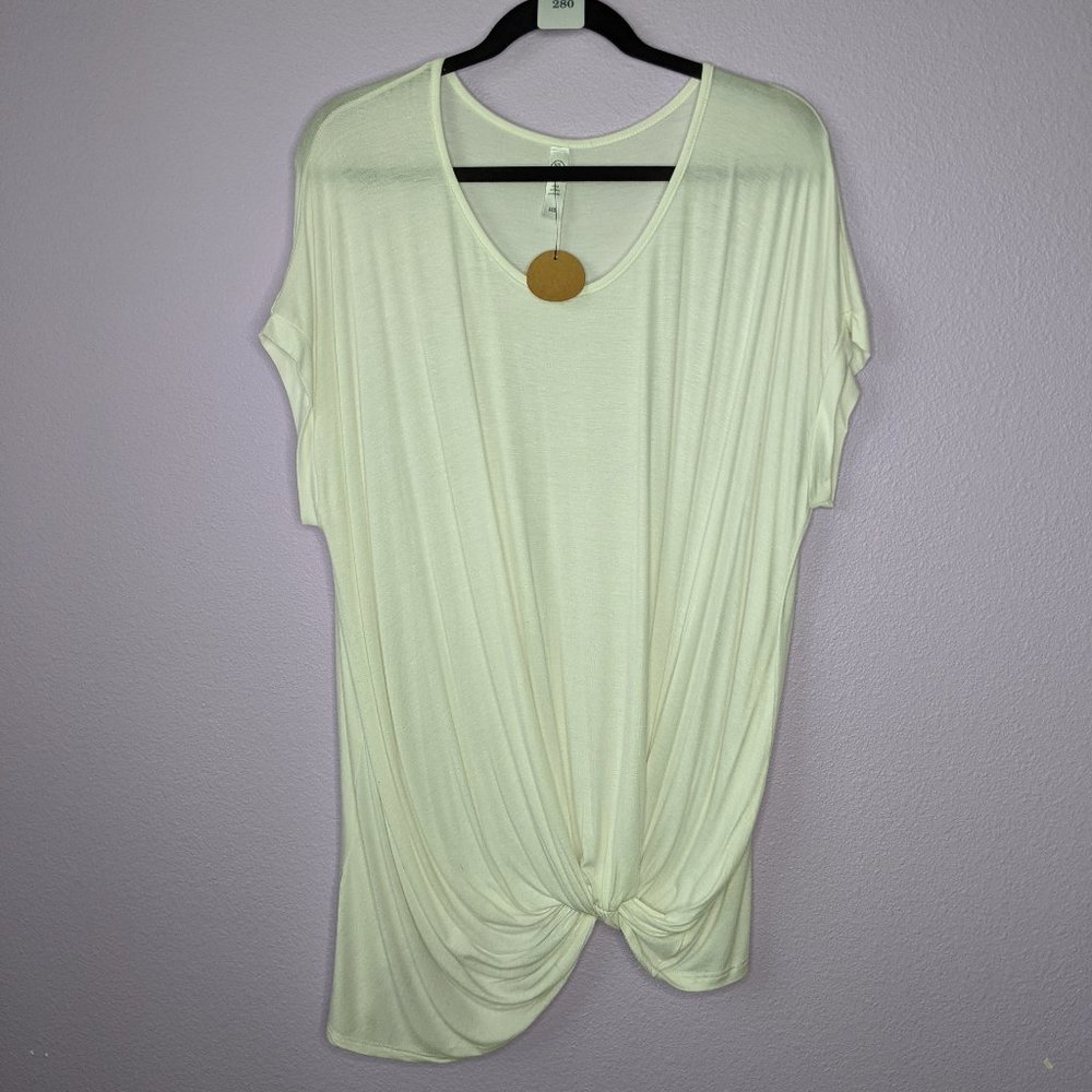 Off White Knotted Knit Tee, Size 3XL